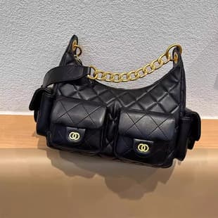 Chanel-Style Genuine Leather Diamond Quilted Camera Bag for Women, 2025 New Genuine Leather Wander Bag Premium Cowhide Underarm Chain Bag