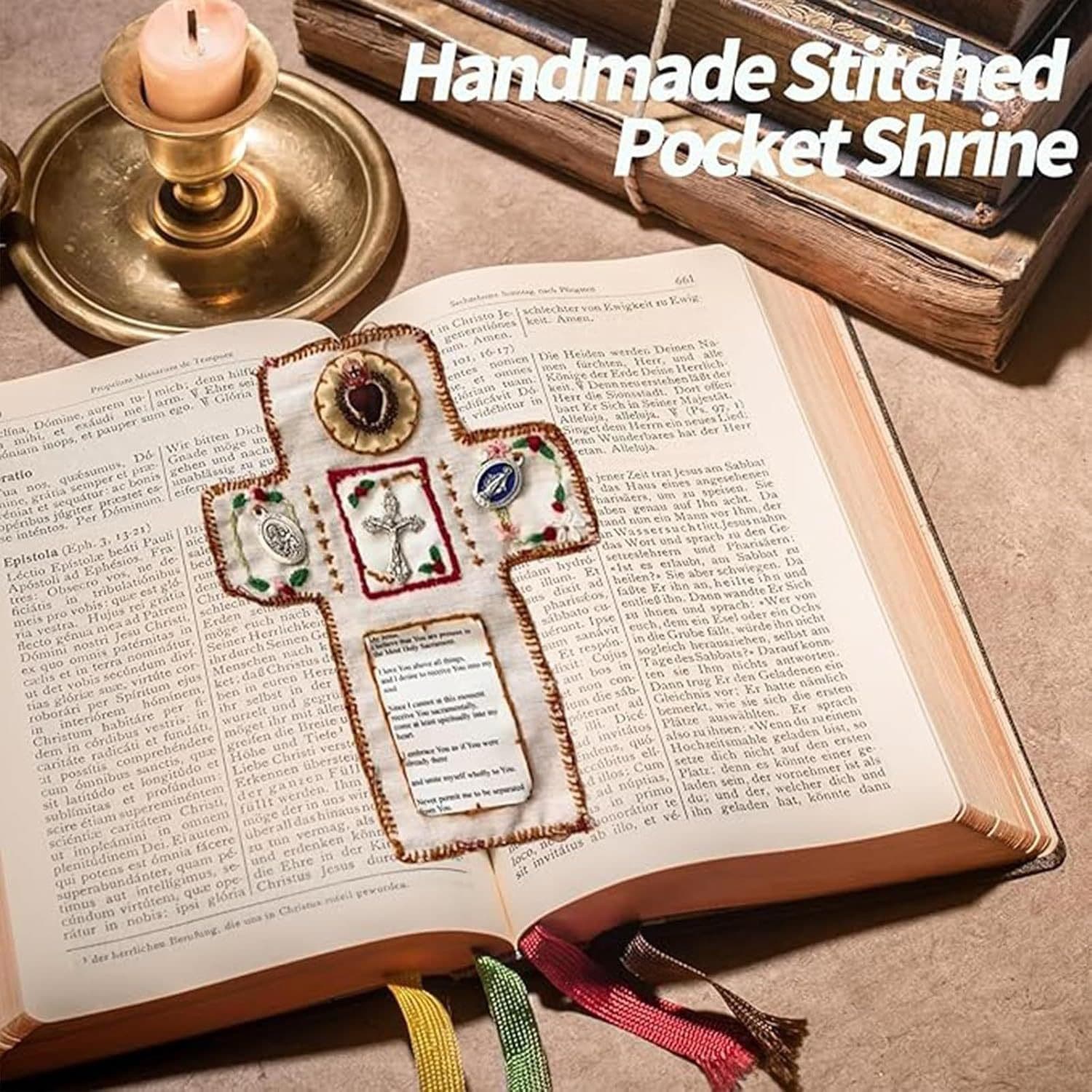 Pocket Shrine with Silver Cross Included Inside, Handmade Pr