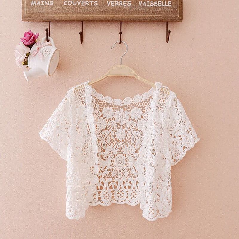 Lace Small Shawl Jacket Summer Short Outer Wear Thin Cardigan Top Women's Versatile Vest for Camisole Dresses