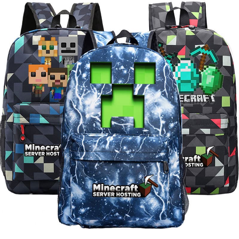 Minecraft Creeper Backpack for Kids, Large Capacity Enderman School Bag