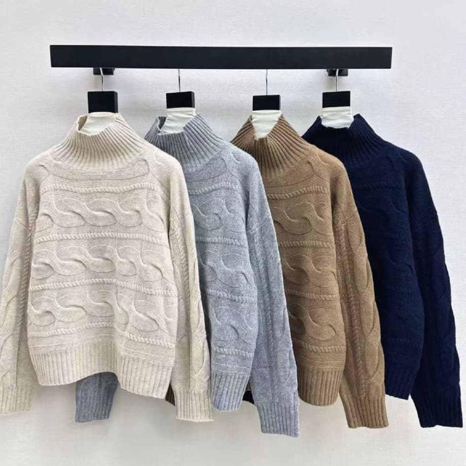 Shenzhen Nanyou 25 Fall/Winter Heavyweight Textured Premium Relaxed High-Neck Sweater