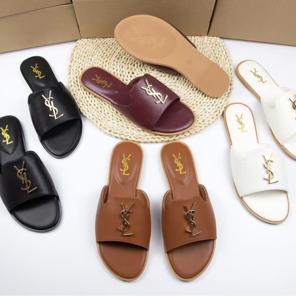 Leather outer wear women's shoes F's soft sole spring and summer lazy one-on-one beach shoes one-on-one women's shoes summer breathable