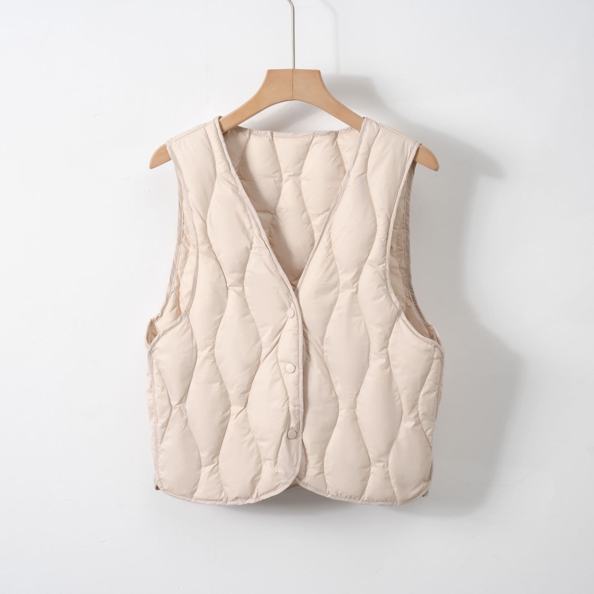 Pinghu Lightweight Down Vest with Thin Inner Lining, New V-Neck Slimming Inner Layer Short Vest Trendy