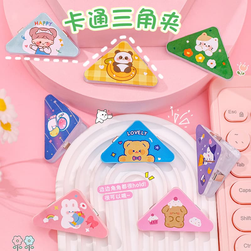 Triangle clip book corner anti-roll artifact transparent test paper storage information clip paper clip hand account clip stationery plastic clip