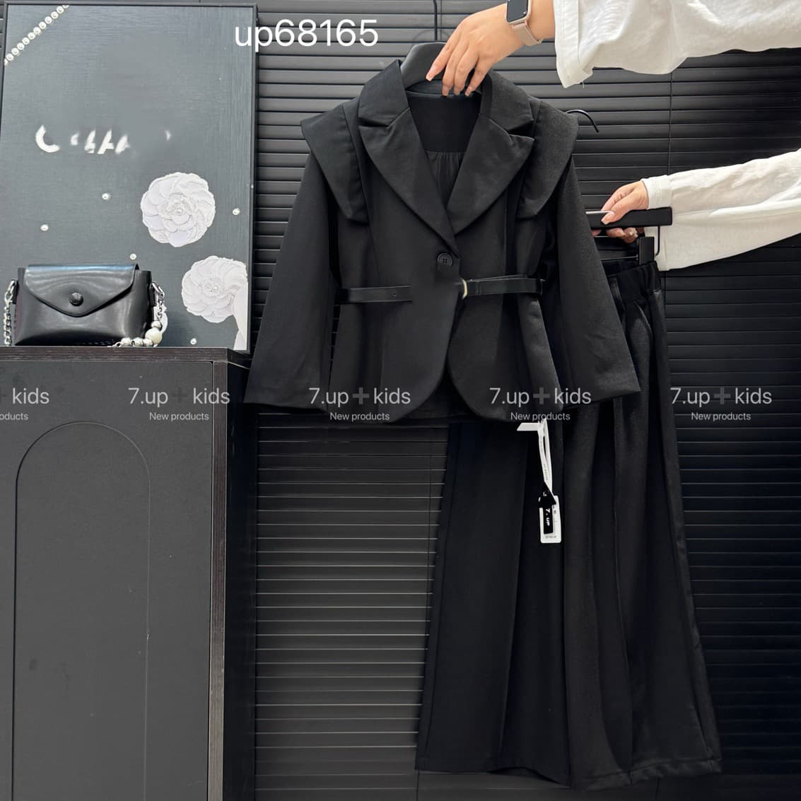 Girls Autumn Kids Set European-American Style Belted Blazer Wide-Leg Pants Two-Piece Set Big Kids Huzhou Zhili Kids Clothing
