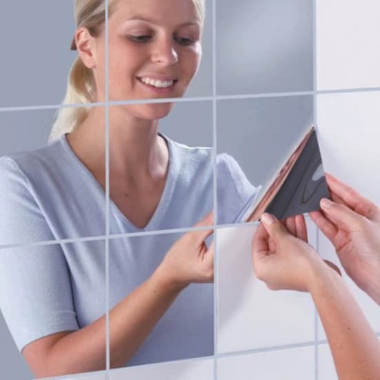 Square Round PET Acrylic Mirror Self-Adhesive Full-Length Soft Mirror DIY Bathroom Wall Sticker 15*15cm