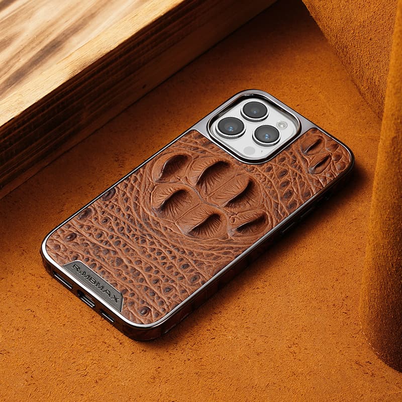 Suitable for Apple 16 Pro Max Genuine Leather Crocodile Pattern Apple Phone Case 15/14 Leather Case 13 All-Inclusive Business Case