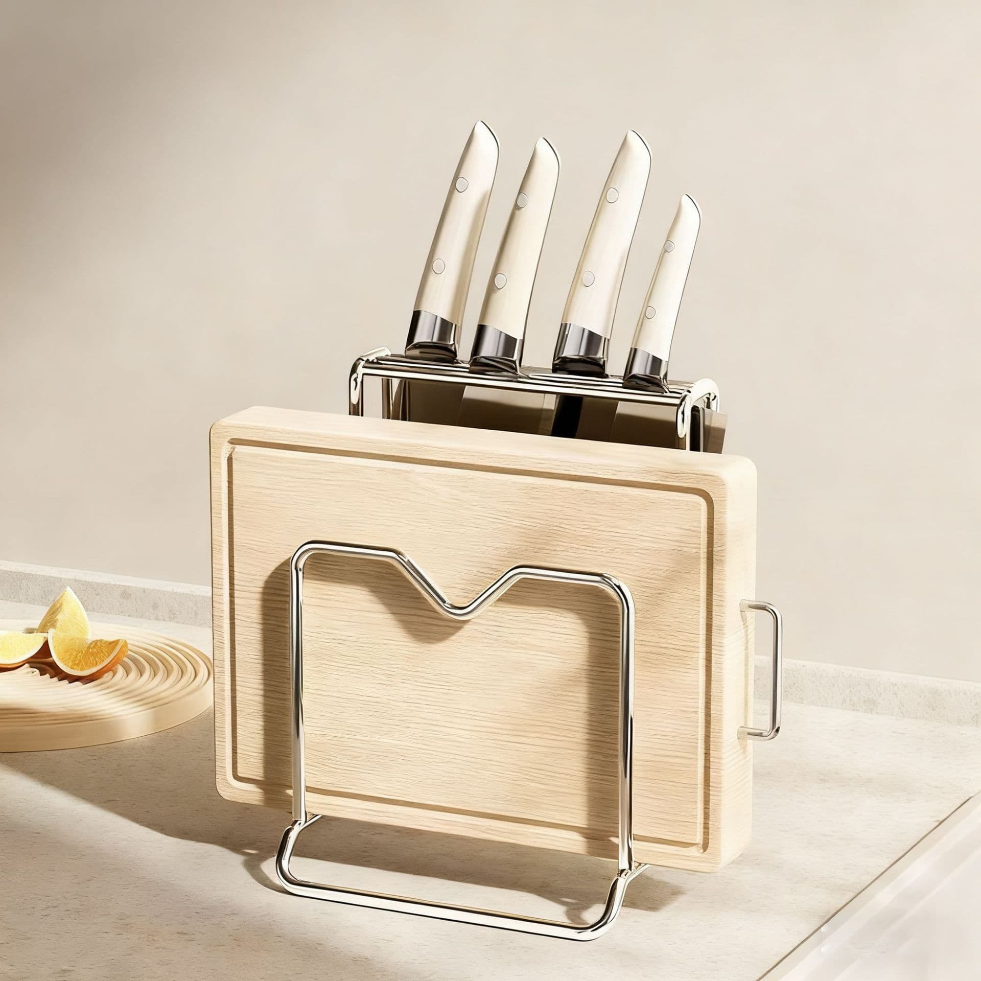 Stainless steel knife rack/storage rack, kitchen knife holder, household cutting board rack, kitchen knife storage rack.