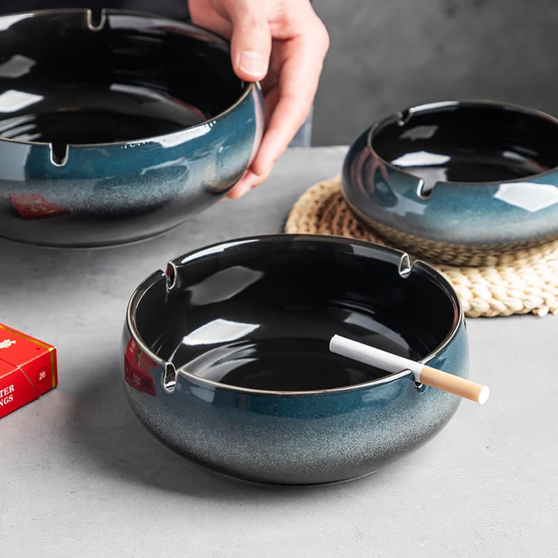 Vintage Chinese Ceramic Ashtray for Home Living Room, Trendy Ashtray for Hotel KTV, High-End Large Ashtray