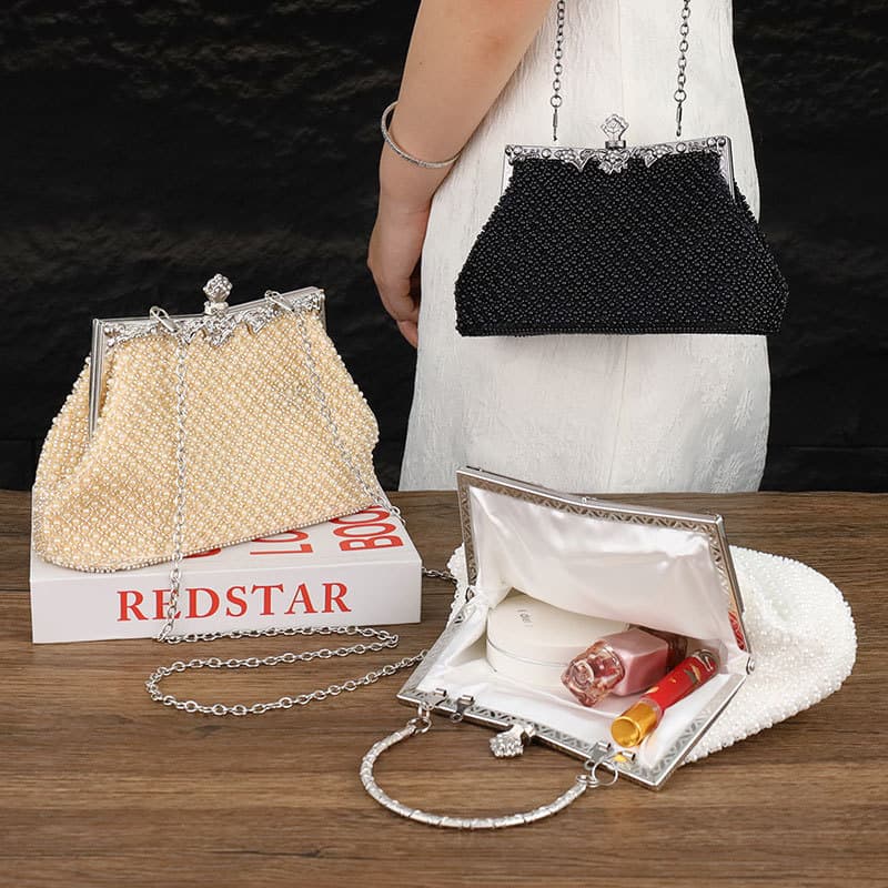 Cross-Border Supply of European and American Evening Bags, Versatile and Perfect for Cheongsam, Vintage Craft Beaded Embroidery Bags, Bride and Bridesmaid Handbags