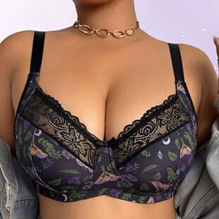 Sexy Lace Print U-Shape Lifting Back Bra Wholesale Stock Cross-Border Factory TEMU Exclusive Plus Size Lingerie