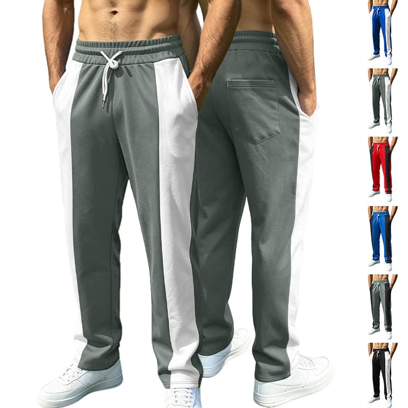 Cross-Border Independent Site Men's Spliced Color-Block Pants Casual Outdoor Sports Loose Jogging Quick-Dry Breathable American-Style Trousers