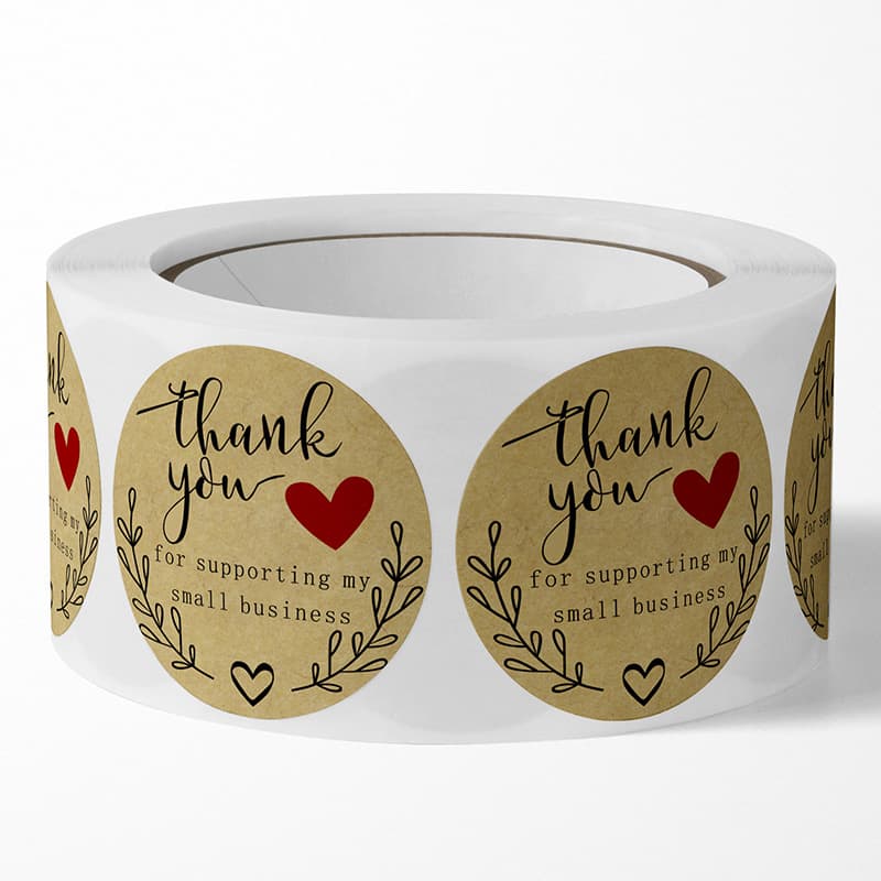 500 Pieces Kraft Paper English Thank You Roll Stickers Self-Adhesive Labels Thank You Sealing Stickers Sticky Notes