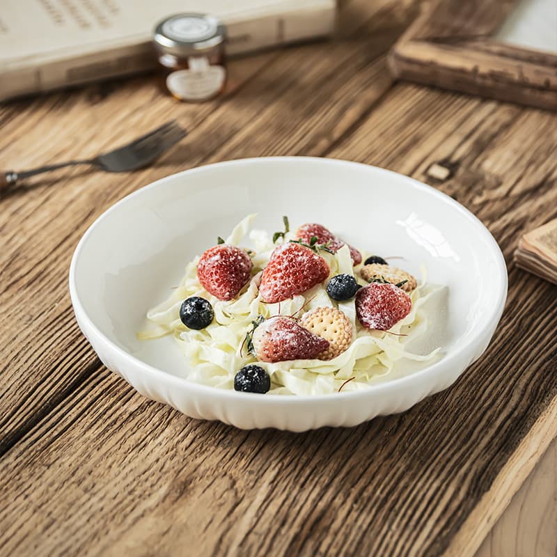 Simple solid color ceramic plate, dinner plate, serving plate, home dessert plate, round steak pasta plate