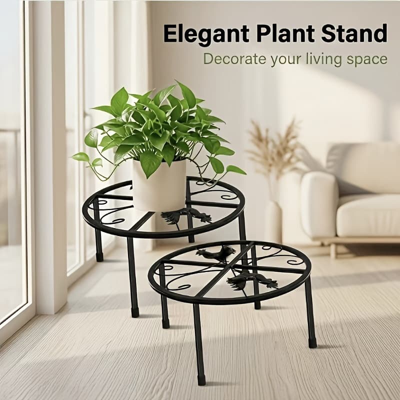 Foreign trade iron round chicken food holder floor-standing flower pot shelf balcony living room potted iron art rack
