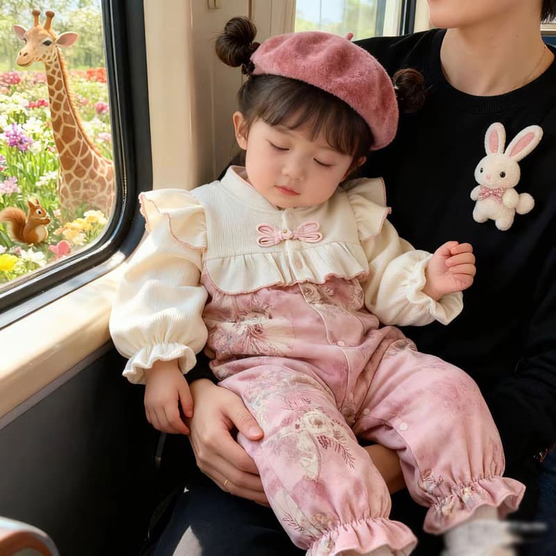 Source Factory [Double Layer] Spring and Autumn Baby Romper Chinese Style Unisex Baby Jumpsuit Full Moon Celebration Outfit