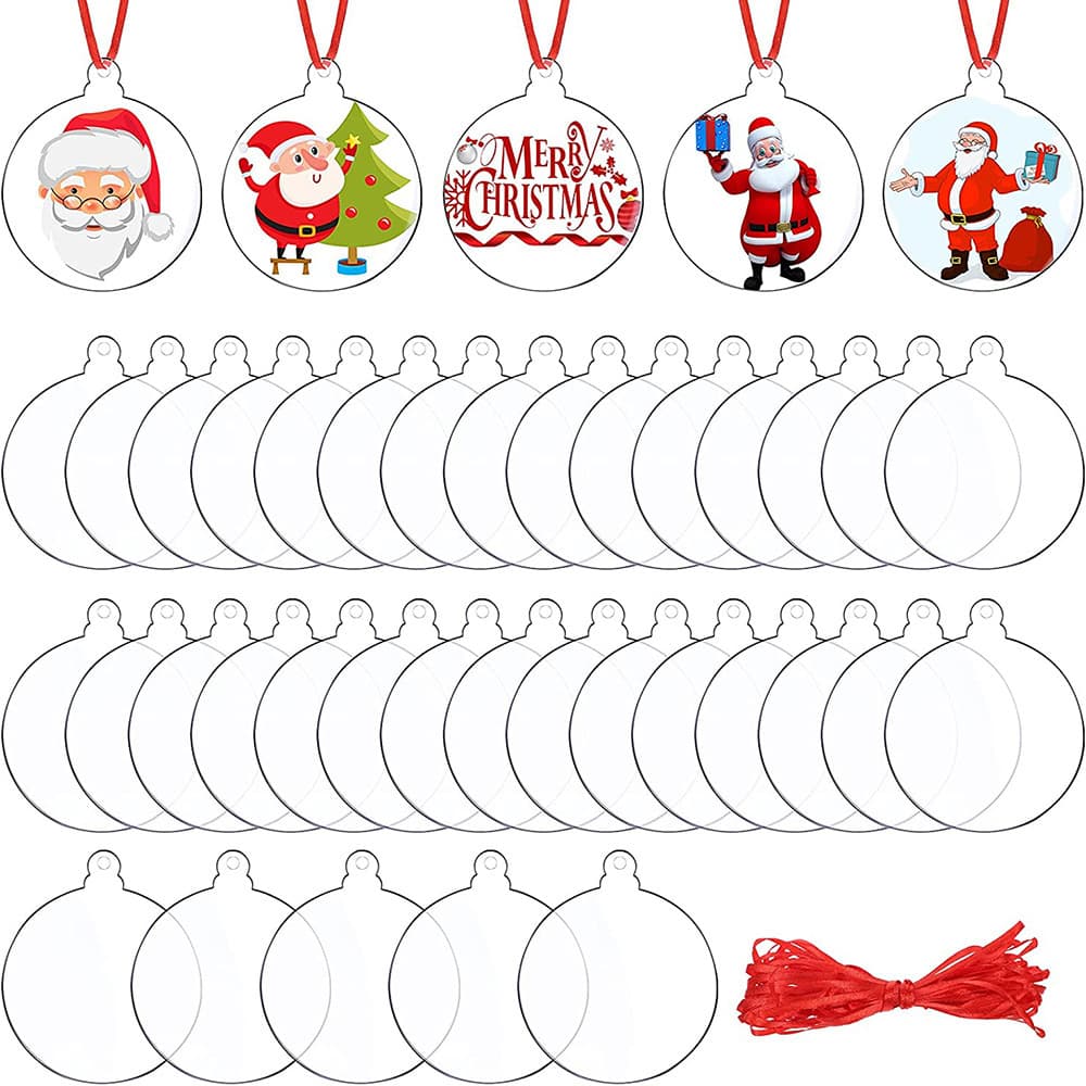 Cross-border Exclusive New Product In Stock Christmas Decoration Pendant Blank Acrylic Laser Cutting PMMA Transparent Round Disc