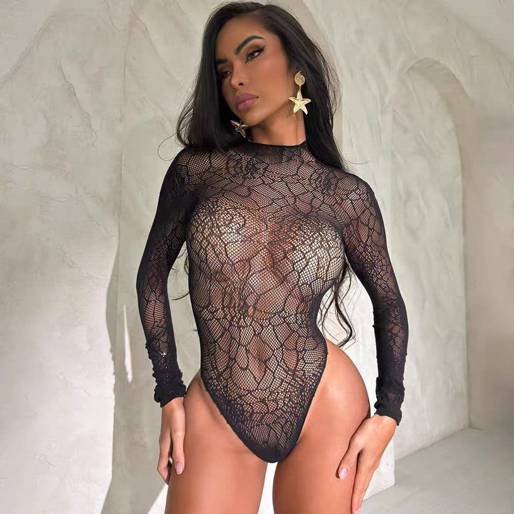 Interesting cross-border sexy see-through underwear bikini tight mesh mesh stockings cross-border European and American spider web one-piece