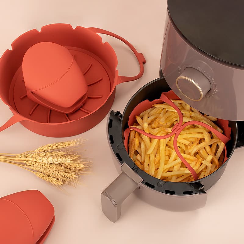 New Silicone Air Fryer Basket Tray Oven Mat Heat Resistant Silicone Coated Tray Baking Sheet Mat Non-stick Easy To Clean