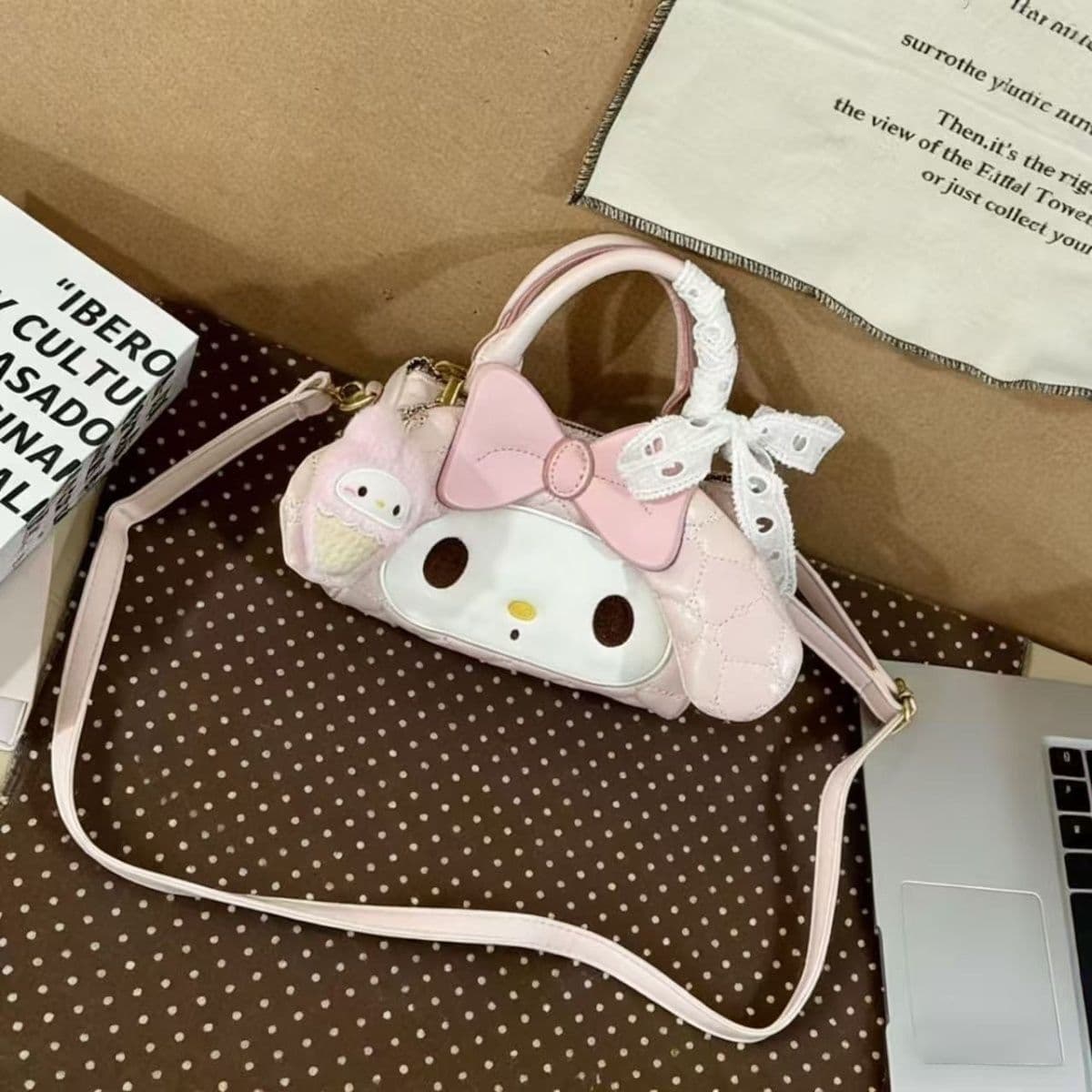 High-profile popular cartoon rabbit shoulder bag, new cute bow crossbody bag, daily lightweight outing bag for women