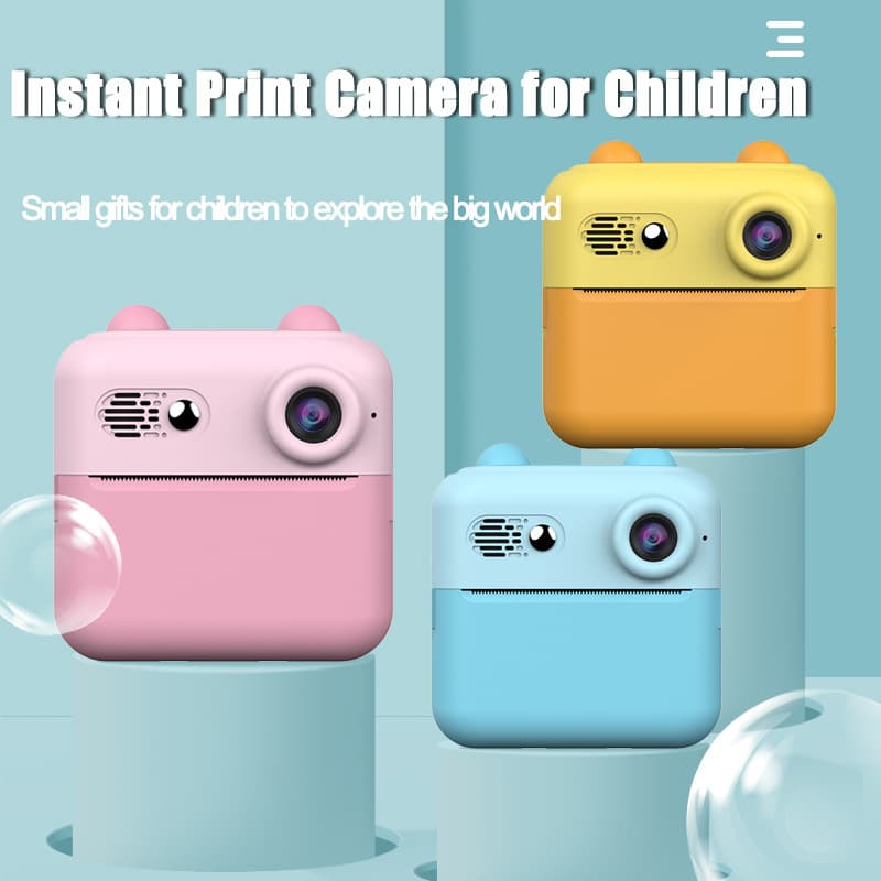 Kids Instant Polaroid Camera with Selfie and Print Function, Portable Digital Camera, Birthday Gift