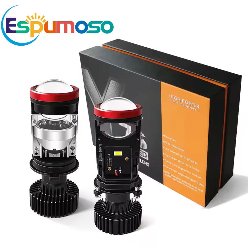 Universal Y7D Car LED Headlights Dual-Beam Lens Projector Light High/Low Beam Integrated Front Headlight Modification