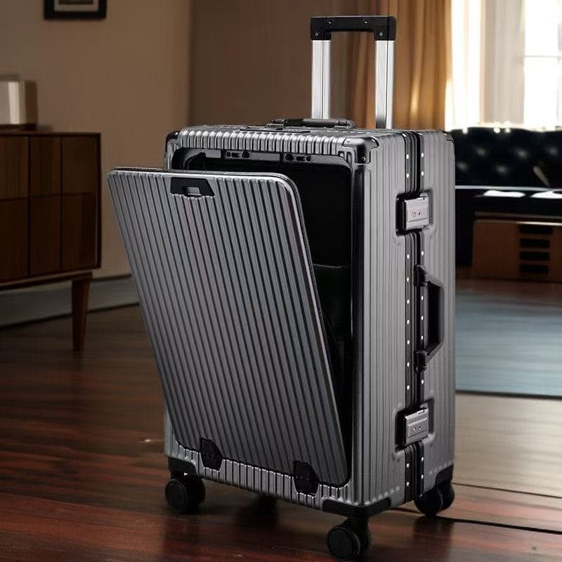 Premium Front-Opening Luggage 20-Inch Carry-On Suitcase for Men Women Travel Password Laptop Bag Student Trolley Case