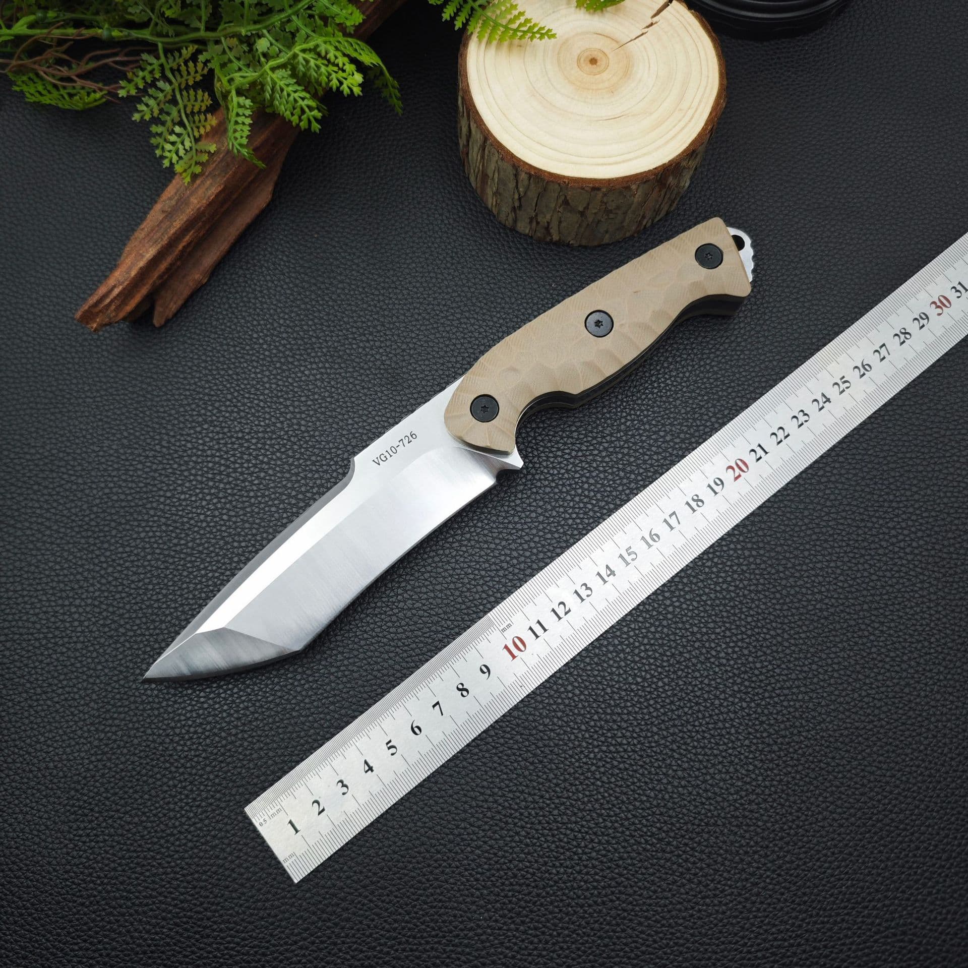 Cross-Border Bestseller Titanium Alloy Full Tang Knife High Hardness Straight Knife Outdoor Business Survival Knife