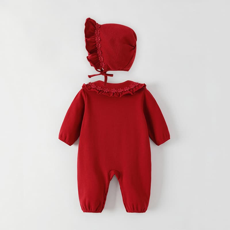 Baby Romper Autumn Clothes A-Class Long Sleeve Fashion Princess Ruffle Collar Bodysuit Newborn One-Year-Old Crawling Suit