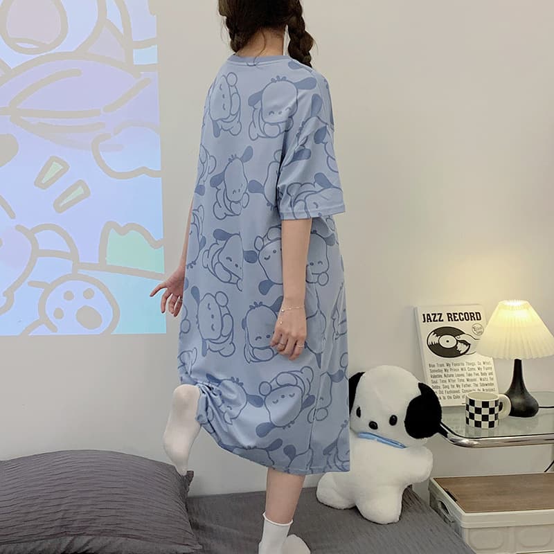 Sweet and Cute Sleep Dress for Women Summer 200 Jin Homewear Thin Short Sleeve Loose Plus Size Fat MM Women's Pajamas Summer