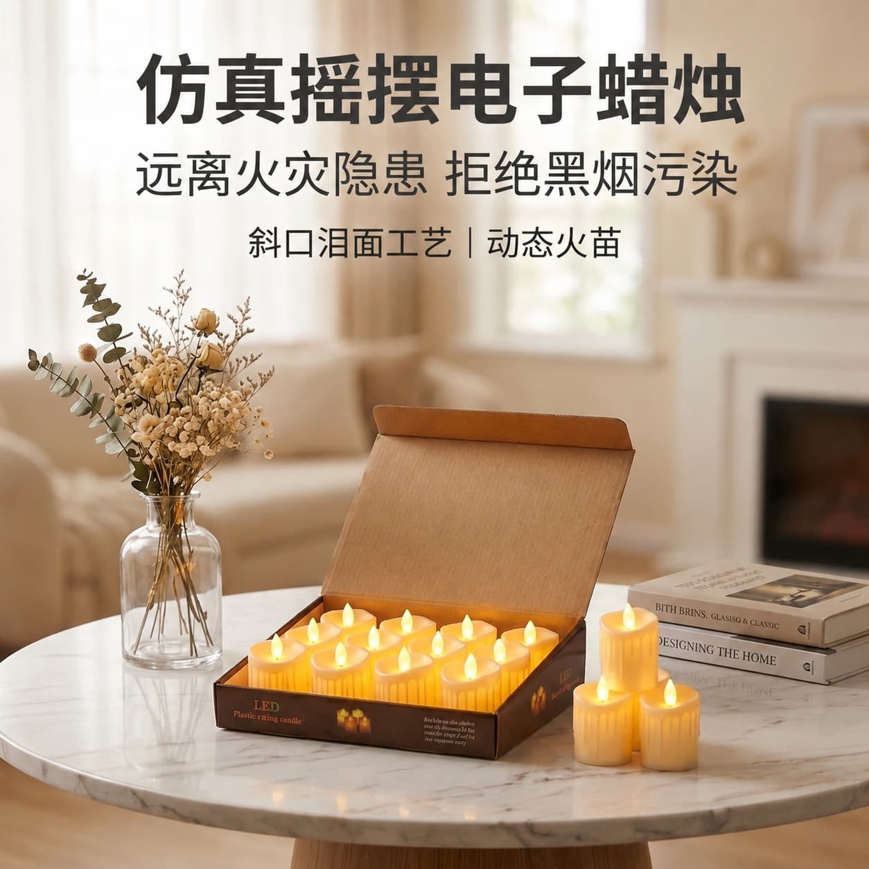 Electronic Candle LED Flickering Flame for Party Stage Scene Decoration Tear Drop Slant Edge