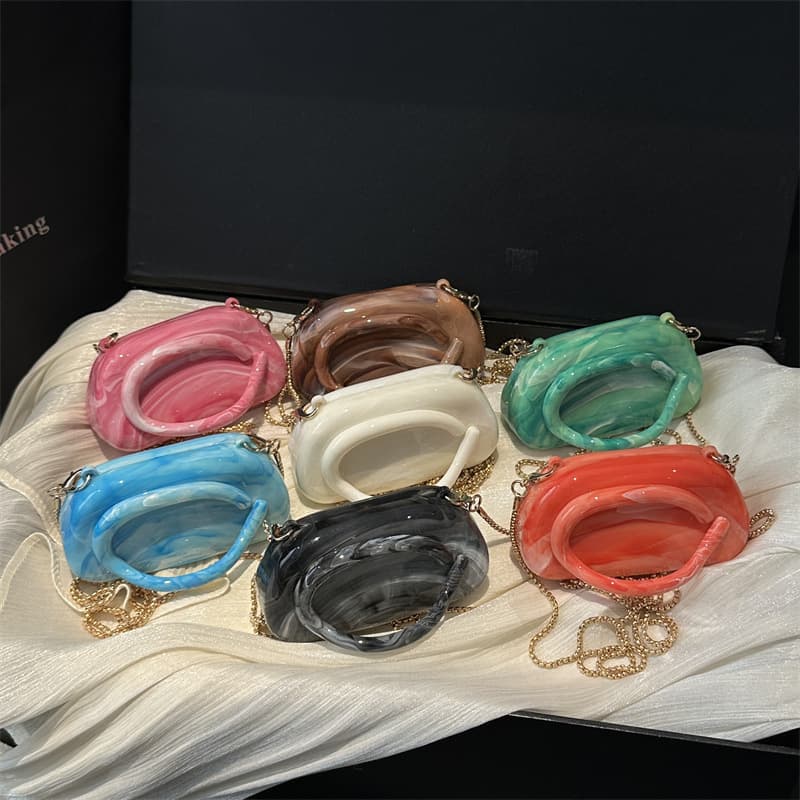 Retro niche design fashion shoulder crossbody bag European and American style trendy round box clutch bag evening bag acrylic bag