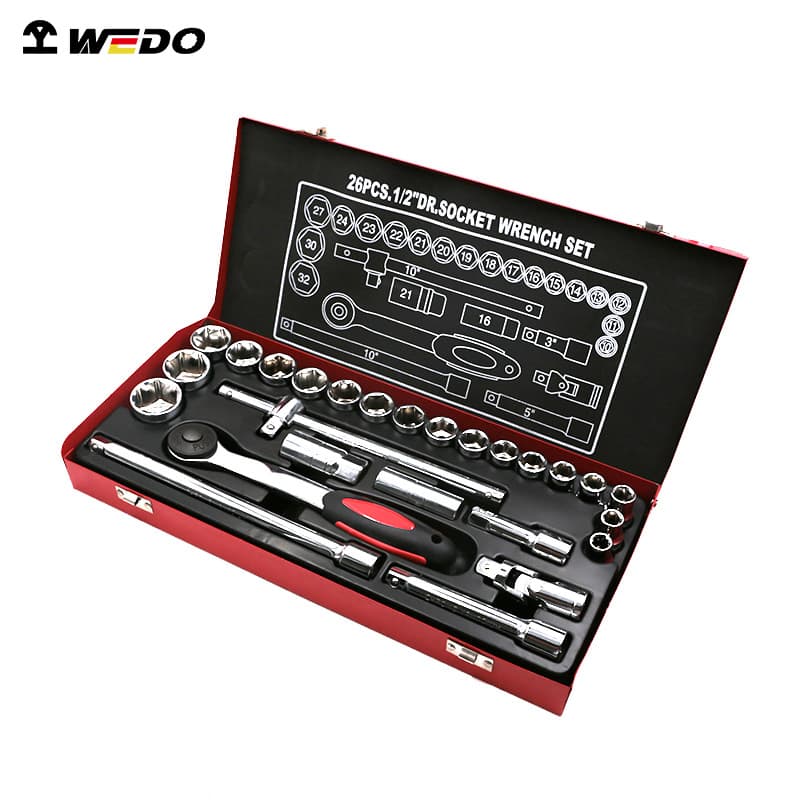 WEDO Dimension Steel Tool 26-Piece 1/2" Socket Wrench Set Industrial Grade Auto Repair Tools