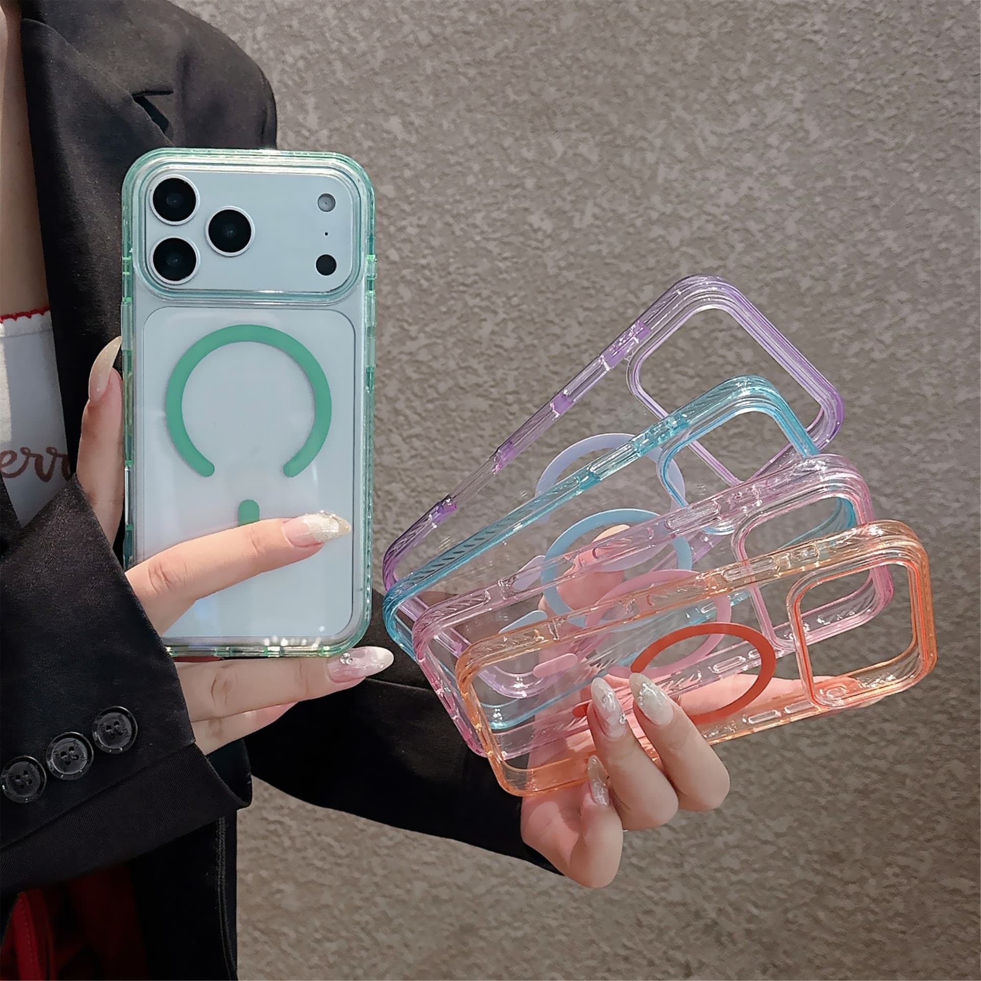 Compatible with iPhone 17 Pro Max Case, Ice Crystal Magnetic iPhone 16 Transparent Clear Anti-Drop 15 Hard Protective Cover