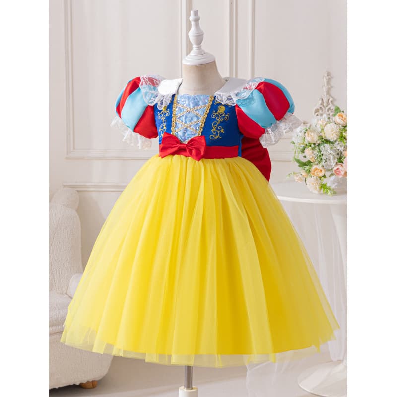 Cross-Border 2025 Summer New Style Girls' Dress for Festival Performance, Puffy Tulle Dress, Children's Snow White Dress