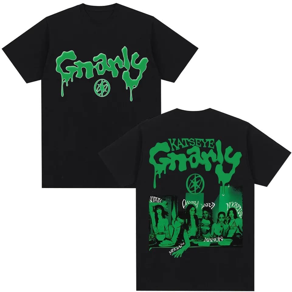 Kpop 2025 Katseye Grunge Tour Graphic T-Shirt Fashion Retro Hip-Hop Unisex T-Shirt Oversized