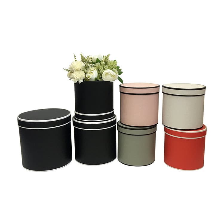 In Stock Fashion Minimalist Round Gift Box 3-Piece Set, Bucket Flower Box, Bouquet Hug Bucket Gift Box