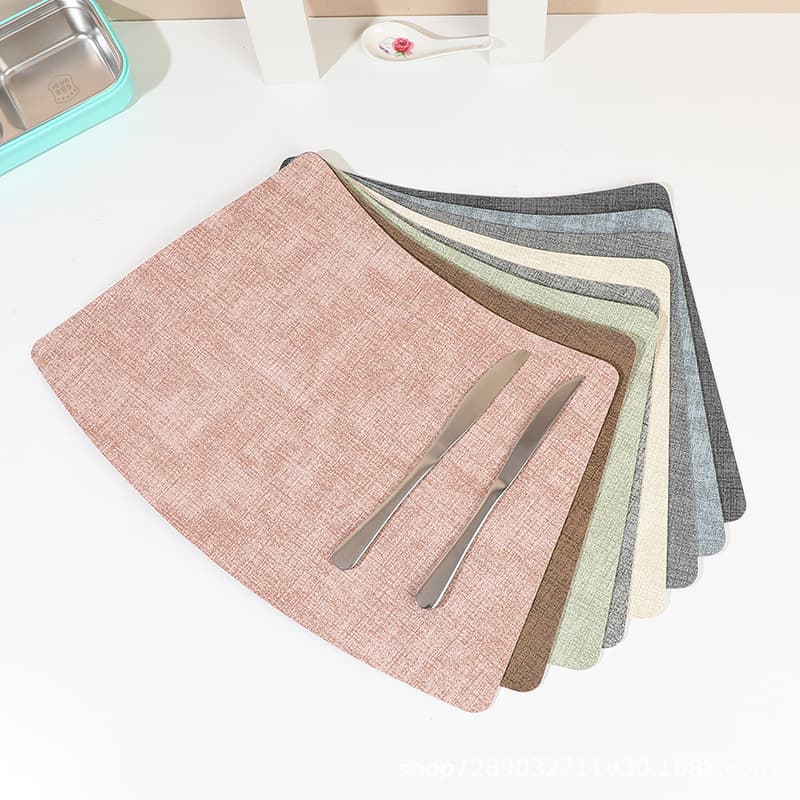 European Style PVC Faux Leather Placemat Waterproof Oil-Proof Stain-Resistant Heat-Insulating Home Multicolor Fan-Shaped Table Mat Simple