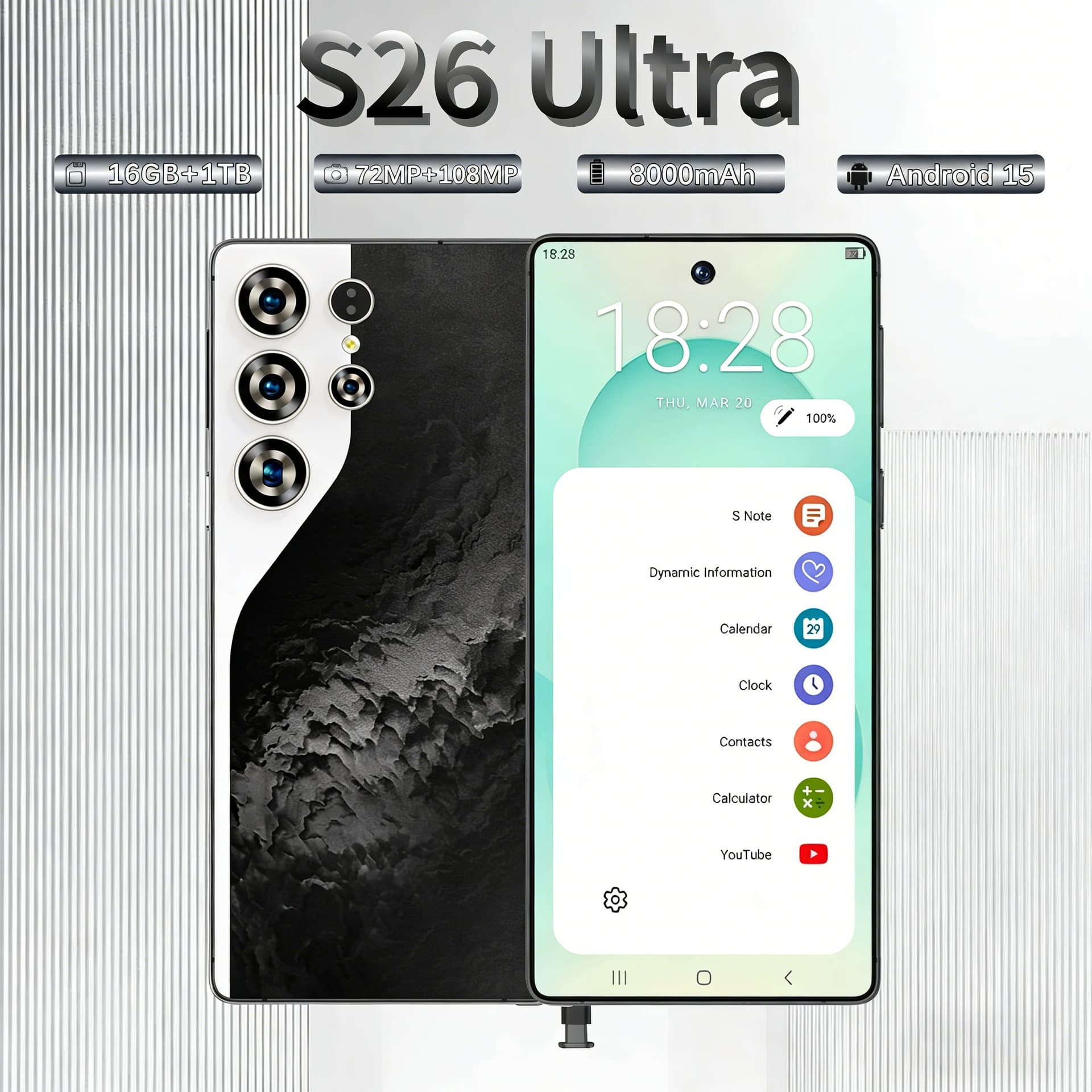Cross-border Smartphone S26 Ultra 5G Network 7.3-inch Large Screen 16+1TB Android 15 New Model