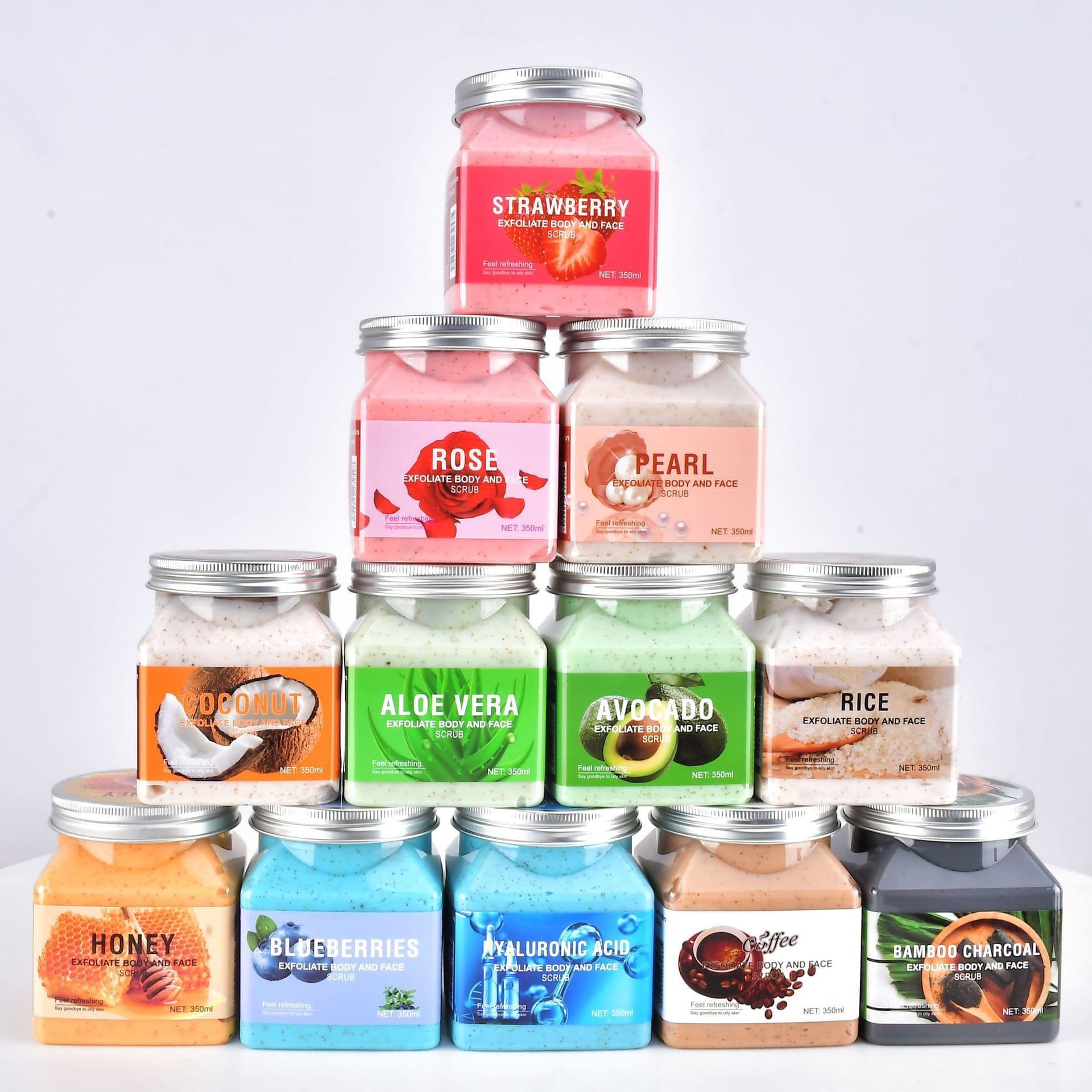 MIXIA Body Scrub 350ML Exfoliating Body Scrub Bath Salt Rice Body Wash