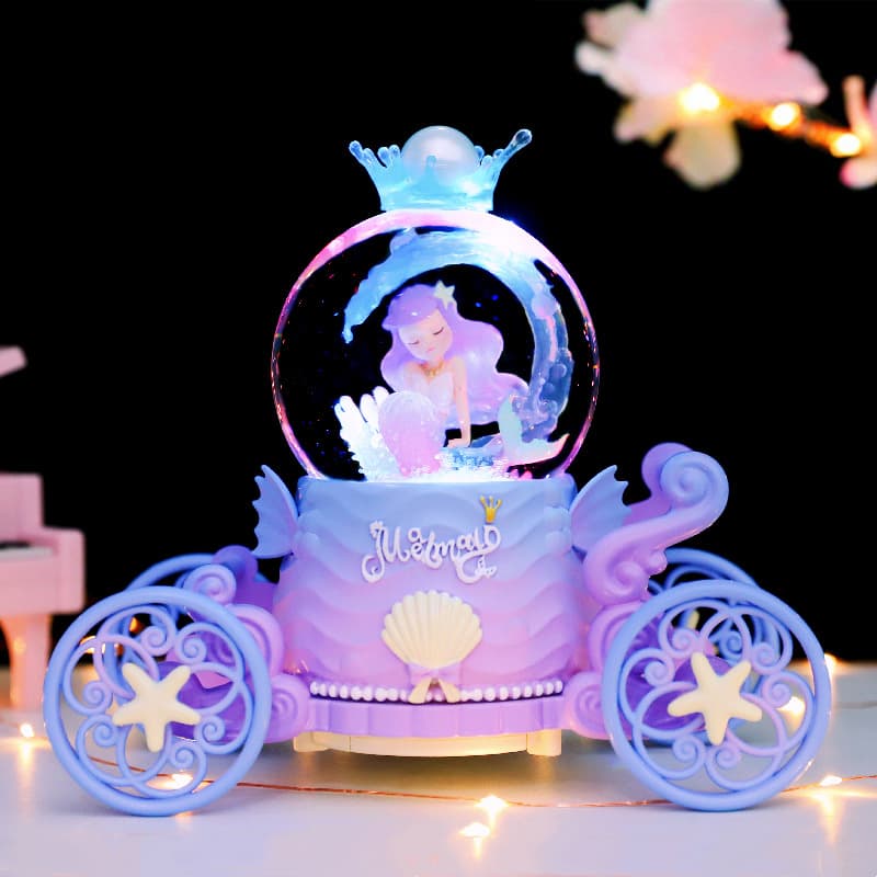 Mermaid Princess Castle Crystal Ball Music Box Carousel Eight-Tone Box Girl Birthday Gift Creative Toy