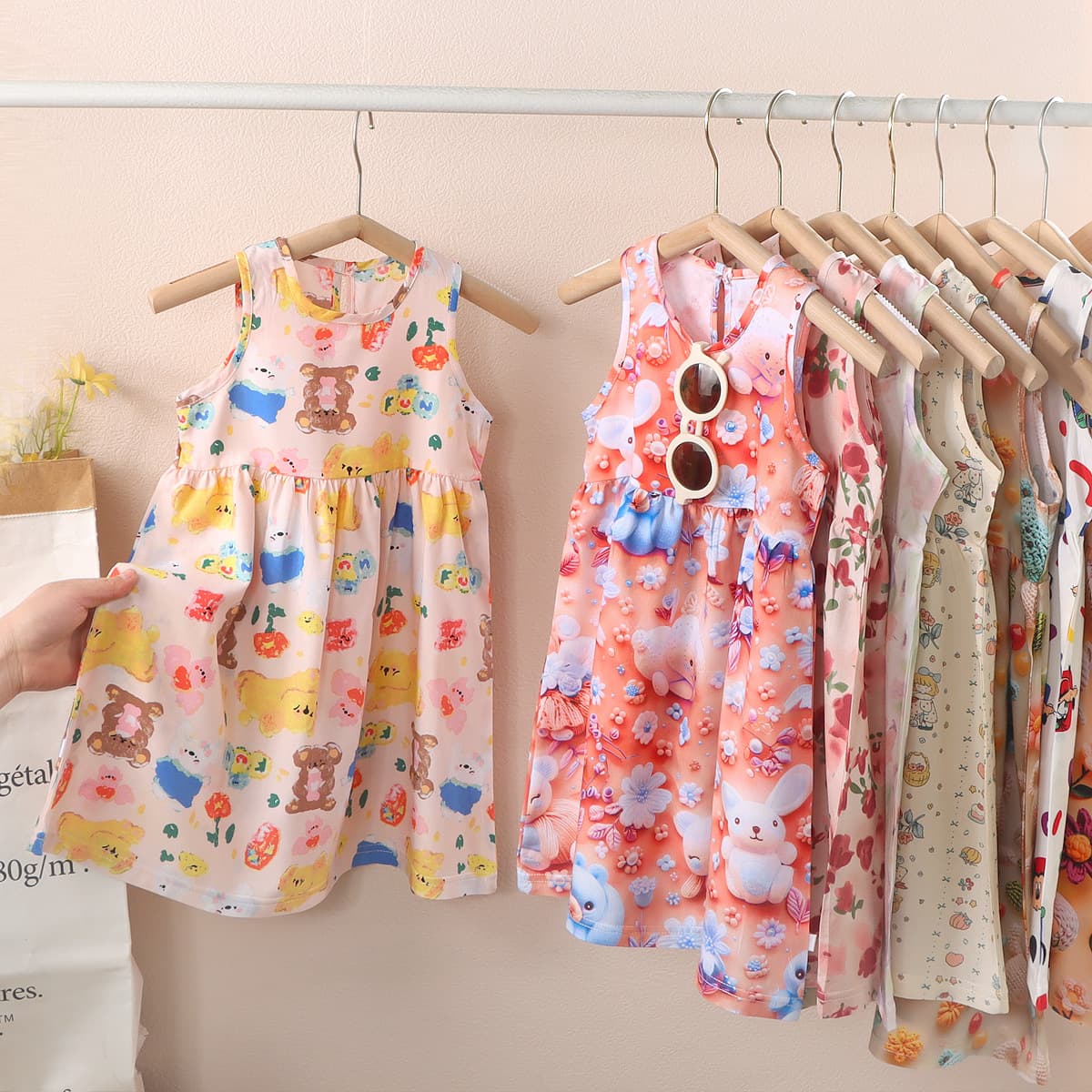 Girls fashionable floral dress summer girl sleeveless vest dress princess dress thin baby cute nightgown