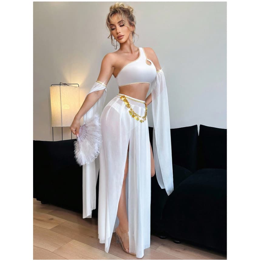 Cross-Border Sexy Lingerie, Sexy One-Shoulder Wrap Top, Side Slit Secretary Skirt, Office Uniform, Women's Yoga Set