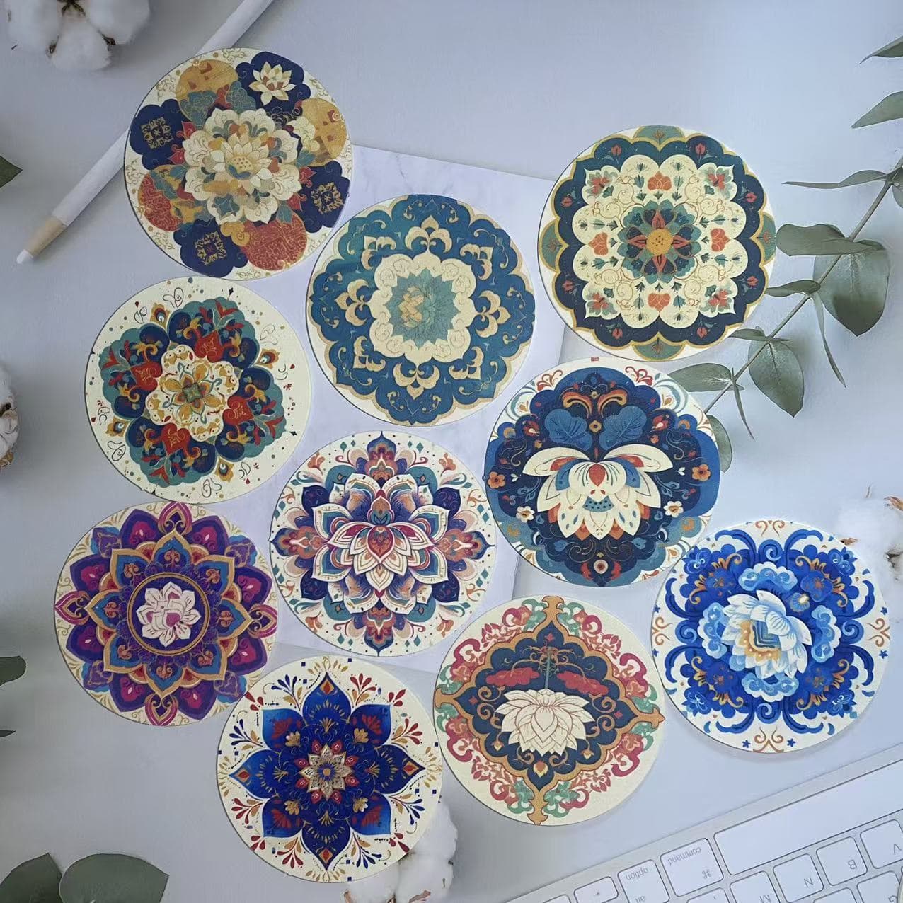 PVC rice paper absorbent coasters creative calligraphy creation universal blank disposable paper coasters printed logo coasters
