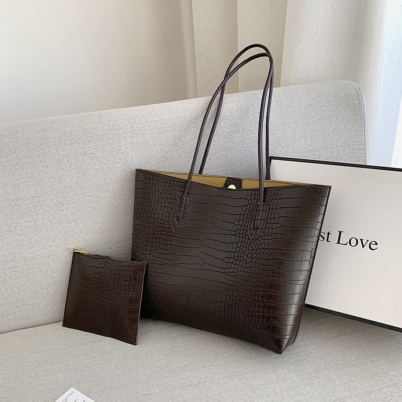 Cross-border Crocodile Pattern Underarm Bag for Women 2024 Niche Stylish Versatile Tote Bag Textured Large Capacity Handbag for Women