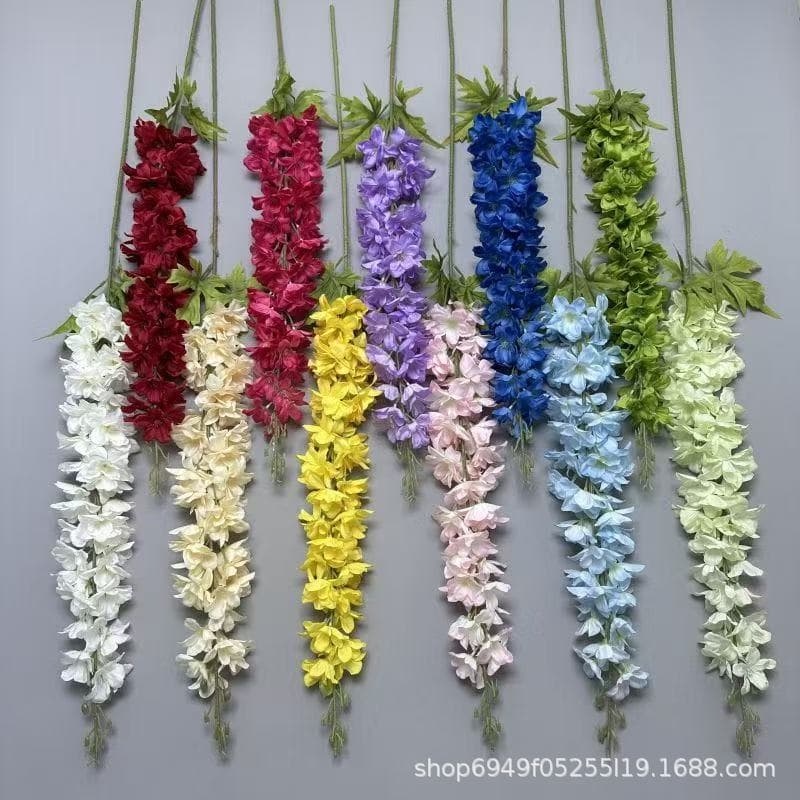 Thousand generation orchid artificial flower big branch big delphinium 120cm super large delphinium wedding flower row high flower material wholesale