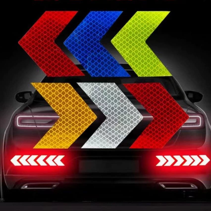 Car reflective sticker arrow rear bumper sticker motorcycle fluorescent reflective sticker warning sticker electric vehicle rear trunk