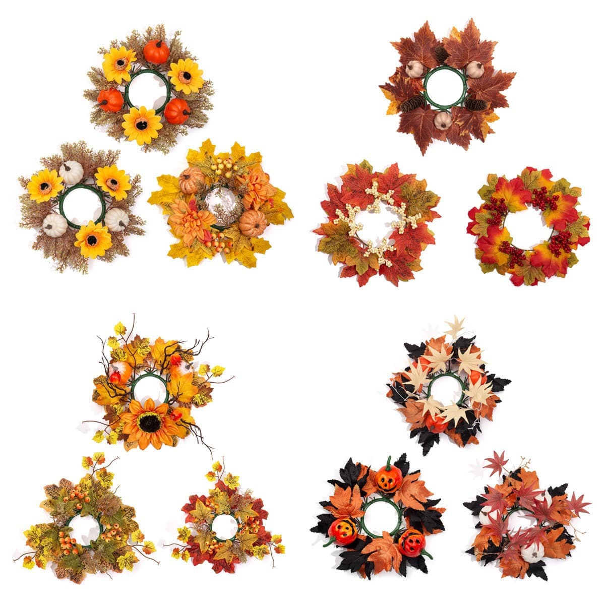 European and American Harvest Festival decoration simulated maple leaves, pine cones, red fruit candle garland, mini candlestick garland table decorations