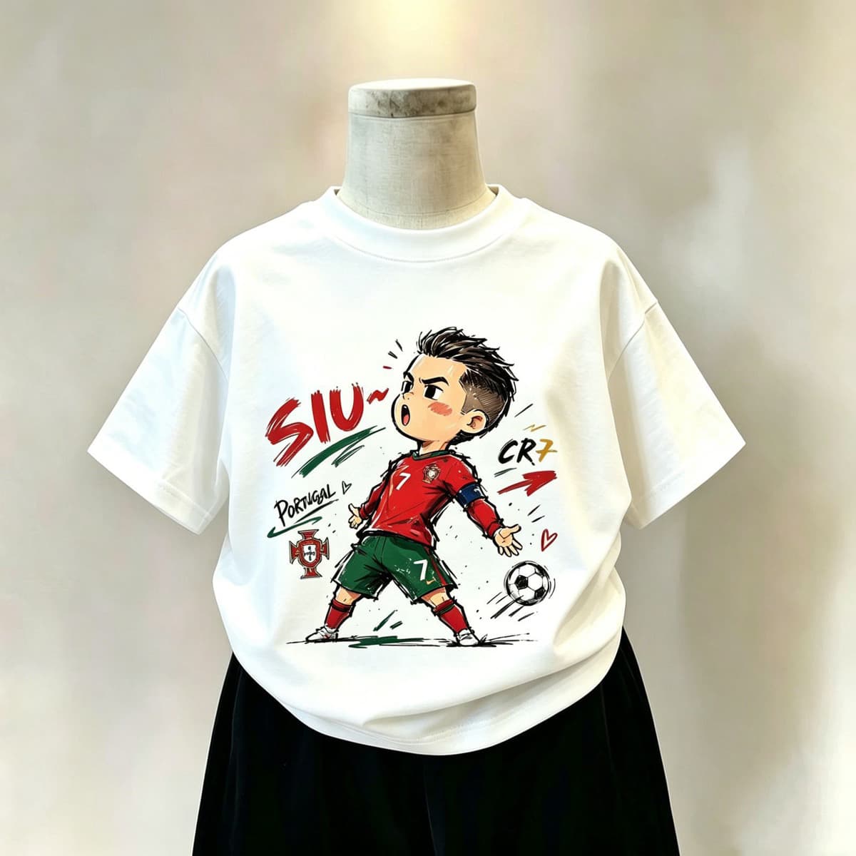 Kids Summer Cartoon Football Star Short Sleeve T-Shirt, Cotton Printed Top for Boys and Girls, Trendy Style