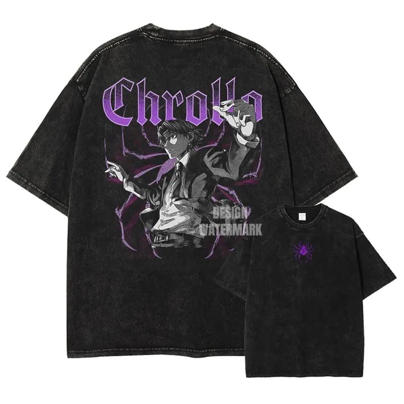 Anime Hunter x Hunter Washed Short-Sleeve Crew Neck Y2K T-Shirt Men's Clothing New Top